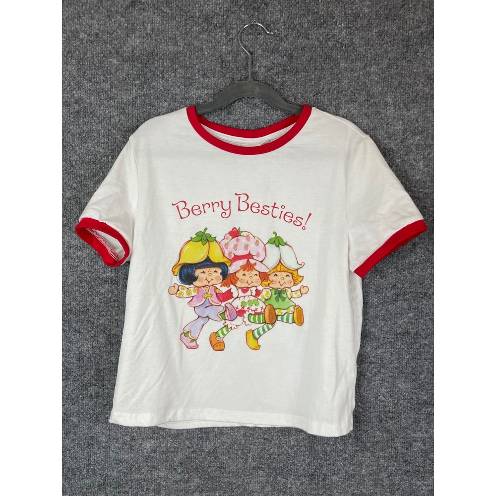 Strawberry Shortcake Ringer Tee Kids 11Y White Excellent Berry Besties